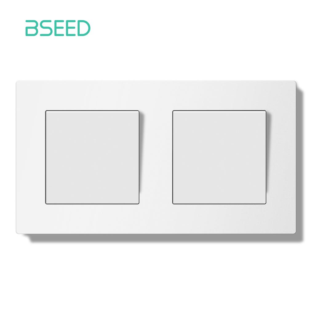 BSEED Spínač Světelný spínač s LED Bílý plastový rámeček Nástěnný spínač s kontrolkou řady E Standard EU 1/2cestný/Reset