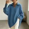 Women's Color Long Sleeve Knit Sweater Oversized Relaxed Fit Casual Outwear