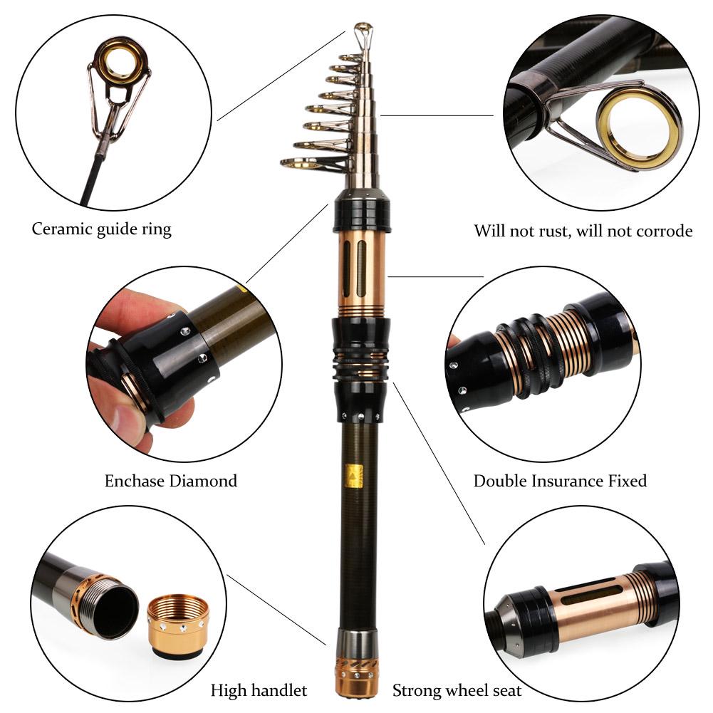 Spinning Reel and Fishing Rod Carbon Fiber Fishing Rod Combos Mini Telescopic Spinning Rod and Reel