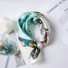 Pearl Magnetic Buckle Silk Scarf Double Square Scarf Necklace Chain Scarf Neck Pattern Small Scarf
