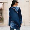 Ladies Plus Size Tie Dye Striped Long Sleeve T Shirt Round Neck Loose Irregular Hem Casual Tunic Top For Daily Wear
