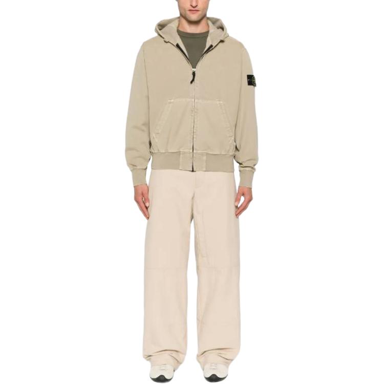 STONE ISLAND Kapuzenpullover mit Reißverschluss und Logo-Aufnäher, Langarm, Herren sweatshirt K2S156100017S0184-V019A