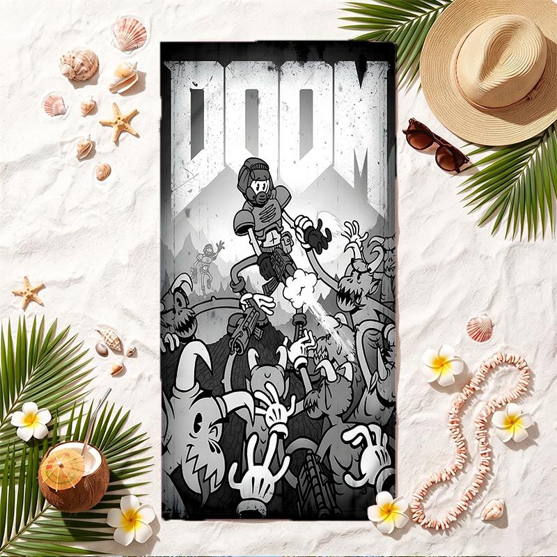 Doom Soft Beach Towel Stylish Beach Pool Towel for Summer Seaside Vacation Travel
