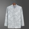 Ice Silk Tang Suit Long-Sleeved Shirt: Men's Chinese-Style Spring/Autumn Dress for Middle-Aged and Elderly