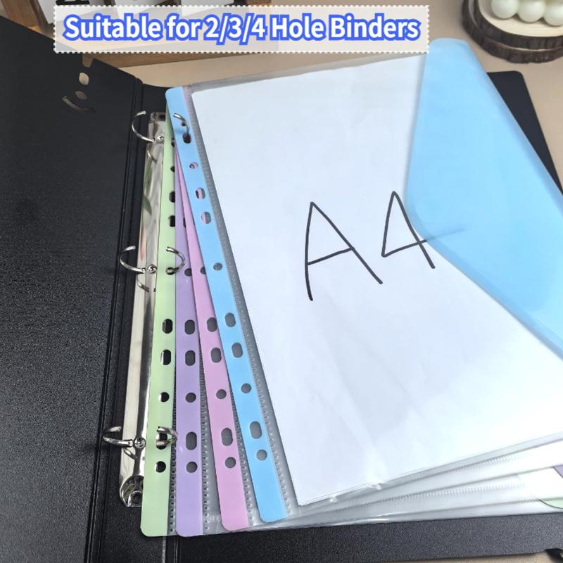 A4/Long File Bag Loose Leaf Transparent Data Book 11Hole File Organizer Mixed Color Binder Pouch