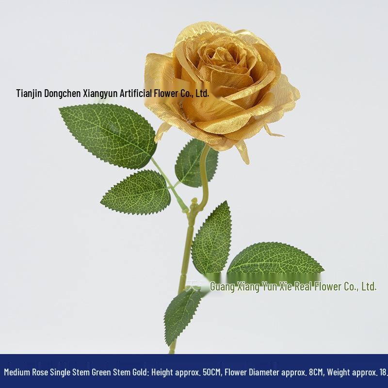 

Золотая шелковая роза Искусственное украшение для Рождества и свадьбы