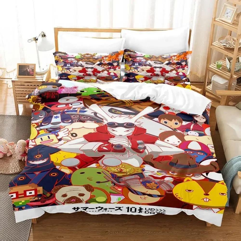 Bequemes Anime-Print-Bettwäsche-Set Mit Bettbezug und Kissenbezügen Einzel-Twin-Voll-Queen-King-Größen Für Erwachsene und Kinder
