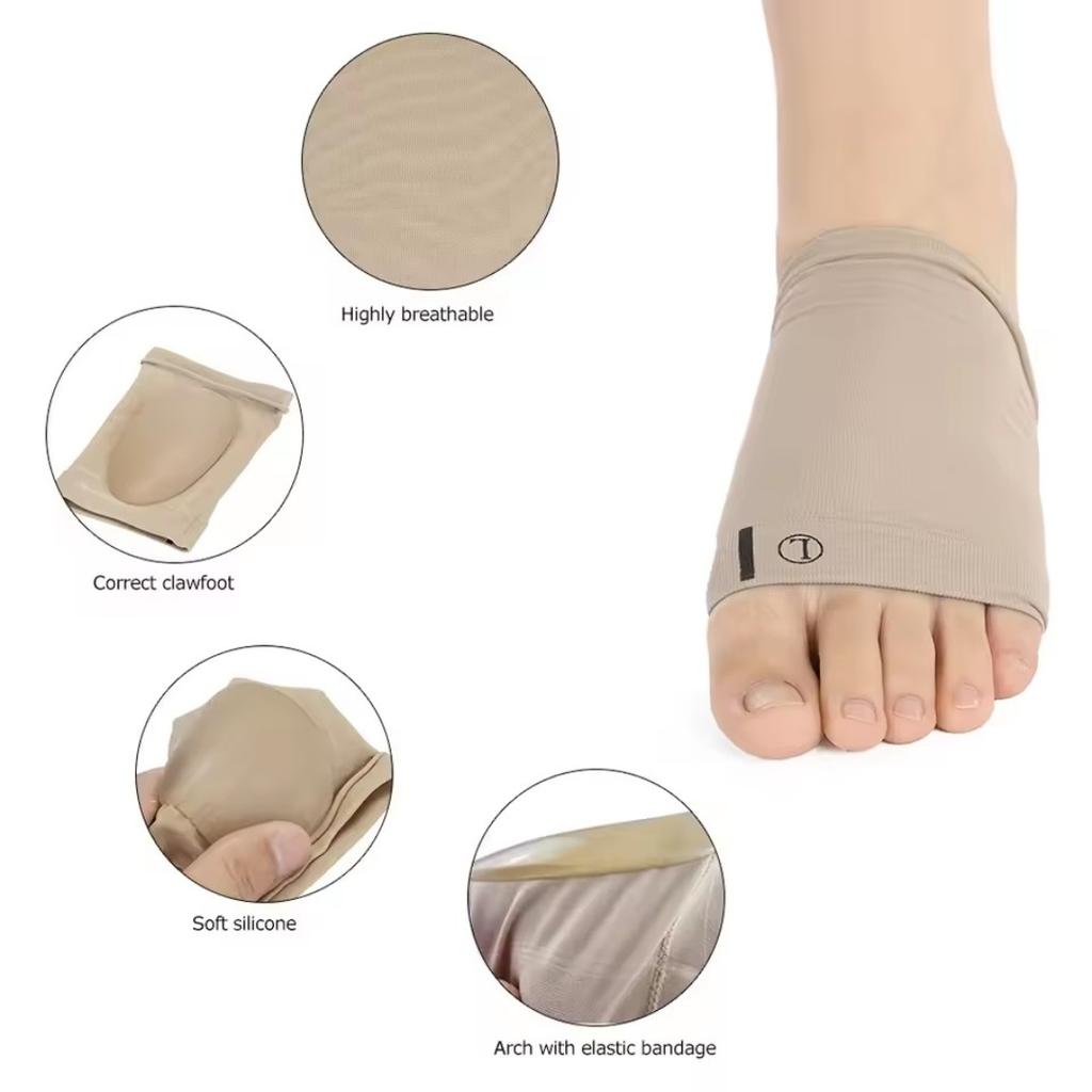 1Pair Elastic Arch Support Silicone Foot Pads Orthotic Inserts For Plantar Fasciitis Flat Feet Relief Comfort