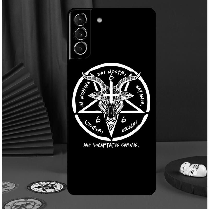 Pentagram 666 Demonisk Satanisk Telefonfodral För Samsung Galaxy S24 Ultra S9 S10 S20 FE S21 S22 S23 Plus S25 Ultra Baksida