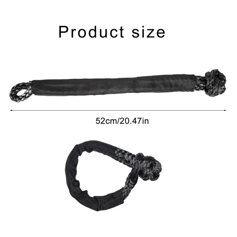 Synthetic Fiber Soft Shackle for Vehicle Recovery Road Towing Ropes Car Trailer Pull Rope with Protective Sleeve