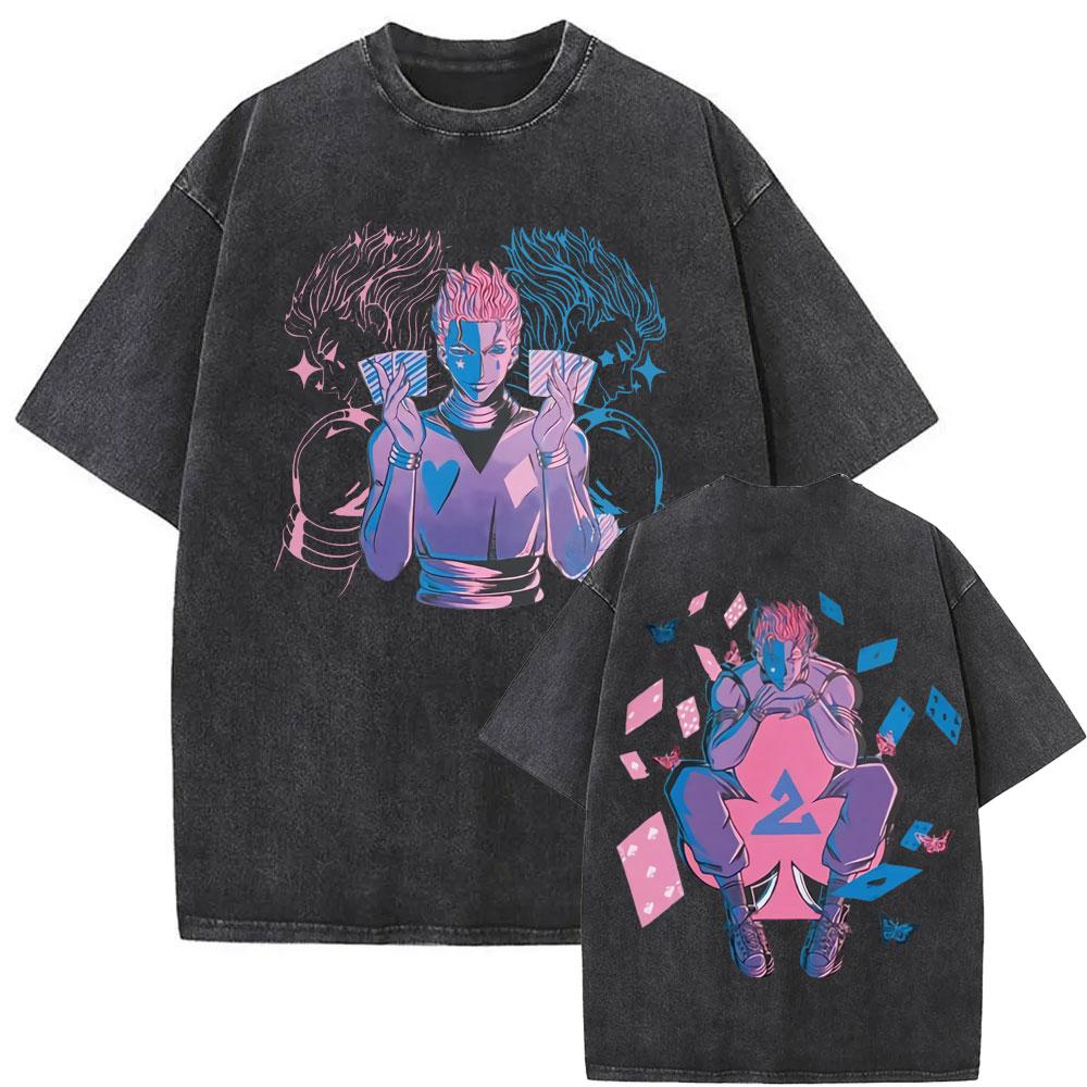 Killua Zoldyck Hunter X Hunter Graphic T-shirt Harajuku Washed T-shirts Men Women Cotton Casual Oversized Short Sleeve T Shirts
