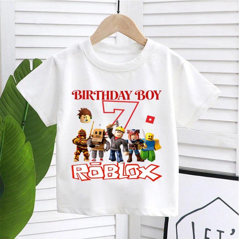 New Roblox Children T Shirts Cartoon Birthday Number Graphic T-shirts Boys Girls Casual Short Sleeves Tops Summer Kids Clothing
