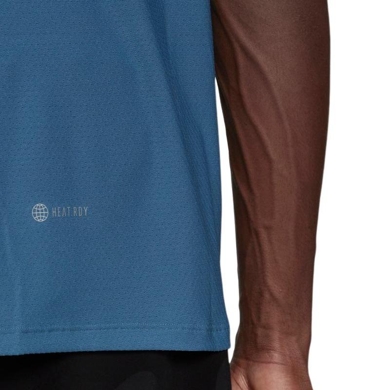 adidas HIIT T Shirts Men's Dark Blue Crew Neck Moderate Straight Fit HU0112