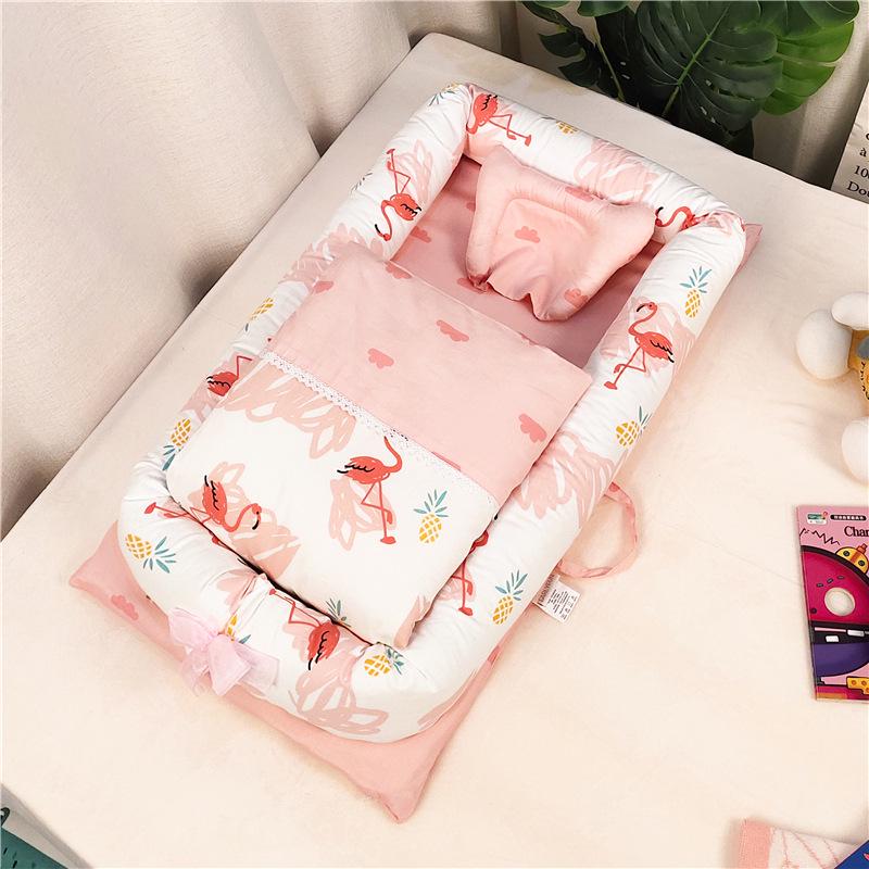 100% Cotton Satin Baby Crib: Foldable Newborn Sleeping Bed, Multifunctional Bionic Bed
