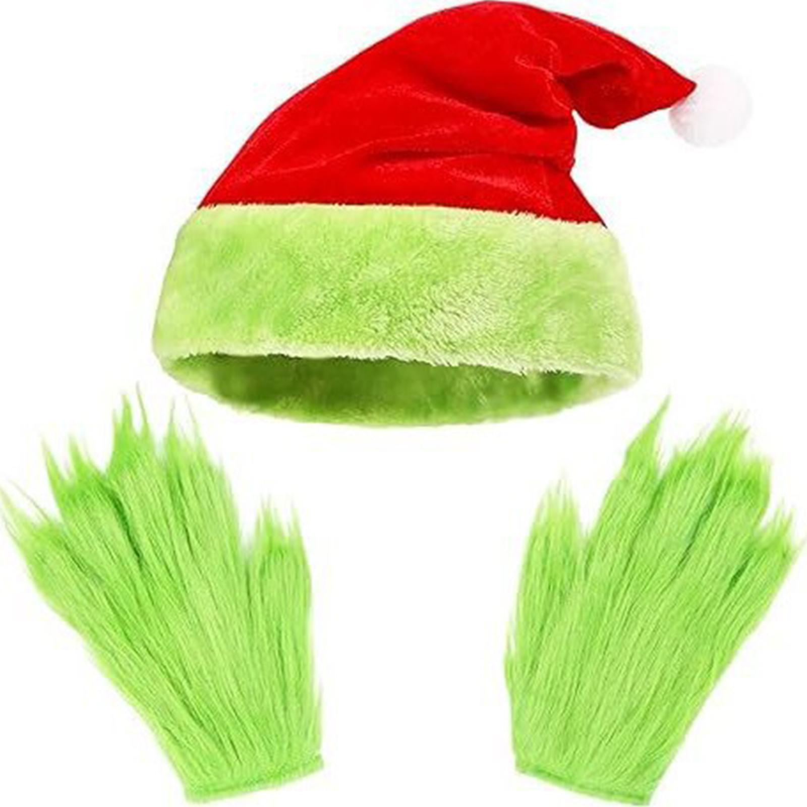 

Christmas Hat, Santa Hat And Furry Gloves, Soft Plush Santa Costume For Adult, Christmas Party Headwear Accessories One Size червоний