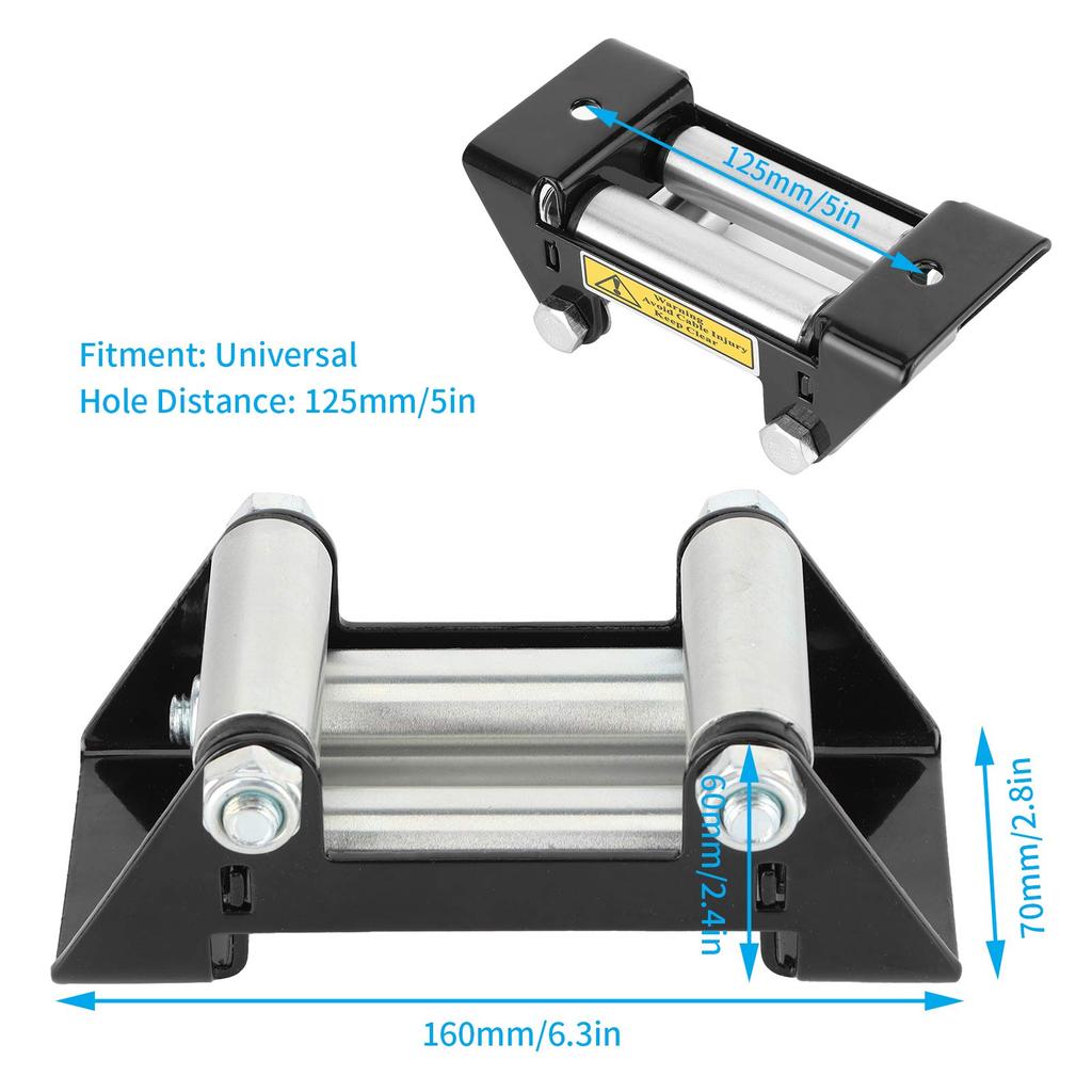KIMISS Winch Roller Fairlead,Universal 125mm/5" Hole Diameter Side by Side Winch Cable Roller Fairlead Heavy Duty
