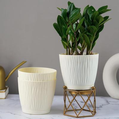 Set mit 3 selbstbewässernden Töpfen für Zuhause, Deko & Garten | Blumentöpfe, Pflanzgefäße für Zimmerpflanzen | Plastiktöpfe für Wohnzimmer