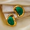 Luxury Shiny Green CZ Dangle Earrings for Women Gold Color Water Drop Cubic Zirconia Hanging Earring Party Wedding Charm Jewelry
