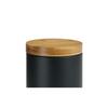 Poubelle De Salle De Bain En Métal Noir Couvercle Bambou - 3L