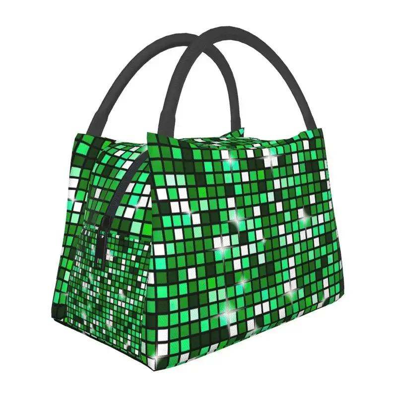 Gold Disco Ball Glitter Insulated Lunch Bags for Women Portable Cooler Thermal Bento Box Outdoor Camping Travel