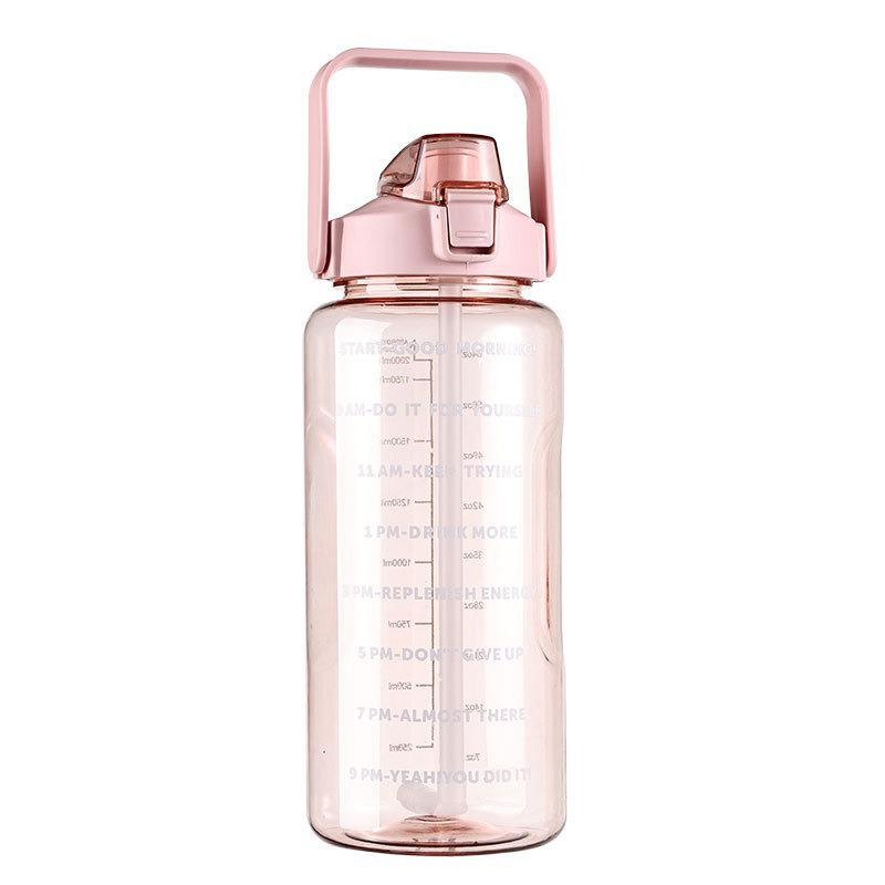 2000ml Stylish Women's Water Bottle with Straw & Scale - Portable for Outdoor & Sports