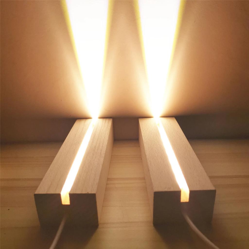 LED Holz Display Basis LED Lampen Rechteck Acryl Lichtplatte Basis USB Lade Lampe Ständer Dekoration für Schlafzimmer Wohnzimmer