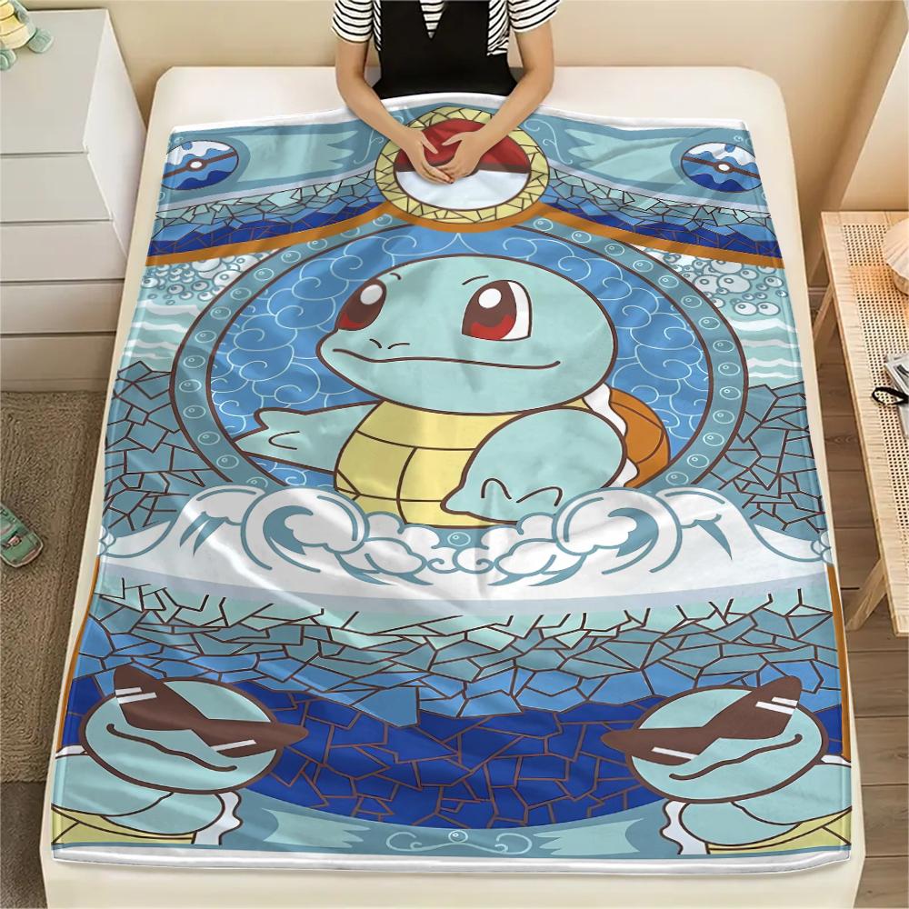 Pokemon Rocket Turtle Print Flannel Blanket,High Quality Comfortable for All Seasons,Home Decor,Warmth and Comfort,Perfect for Christmas Gifts