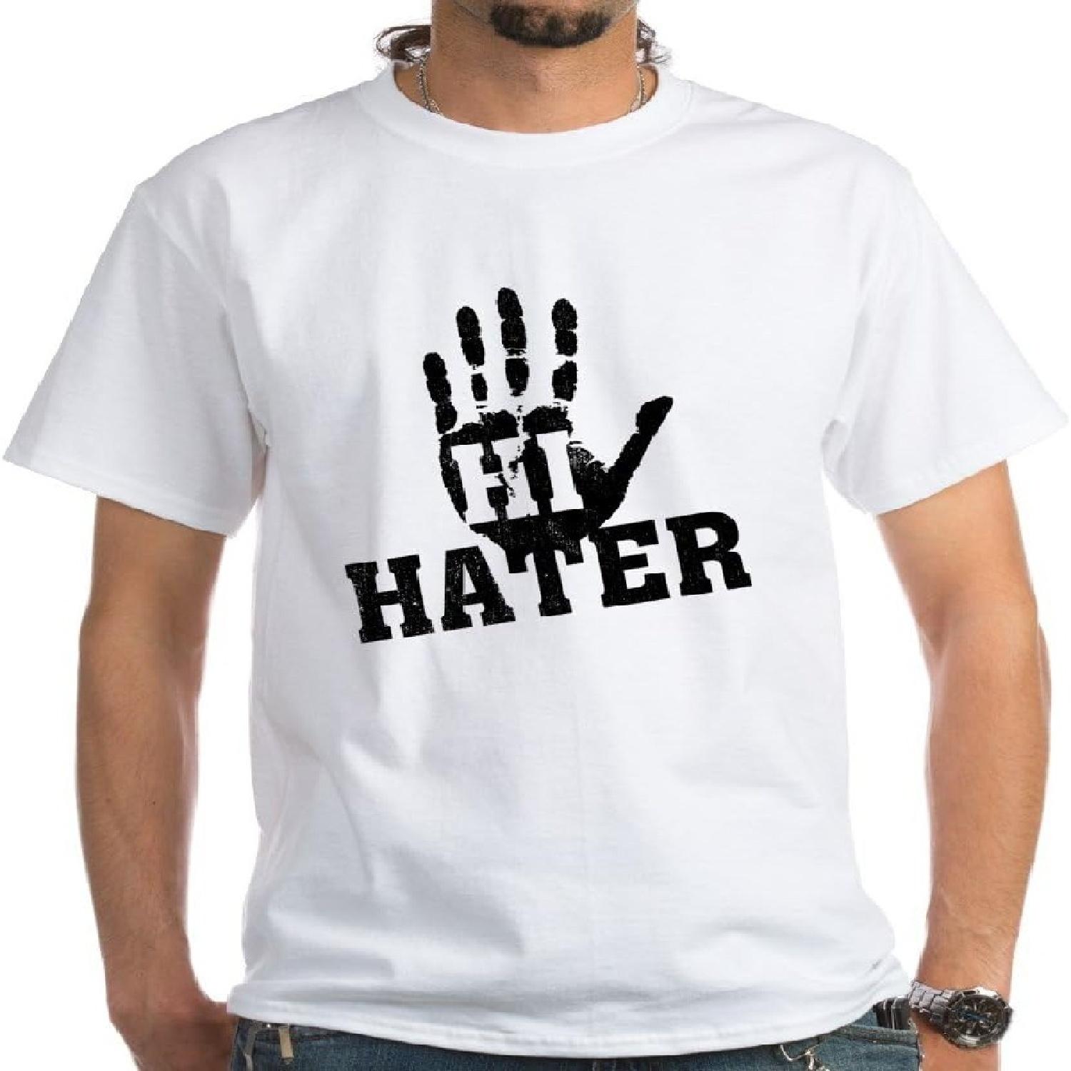 CafePress - Привет, Хейтер - Хлопковая футболка 100% Белая XXXXXL белый