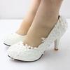WEDDING Women Pumps PU Lace 8 CM Thin Heels 2026 New Fashionable White High Heel Round Head Lace Bridal Shoes Woman Shoe