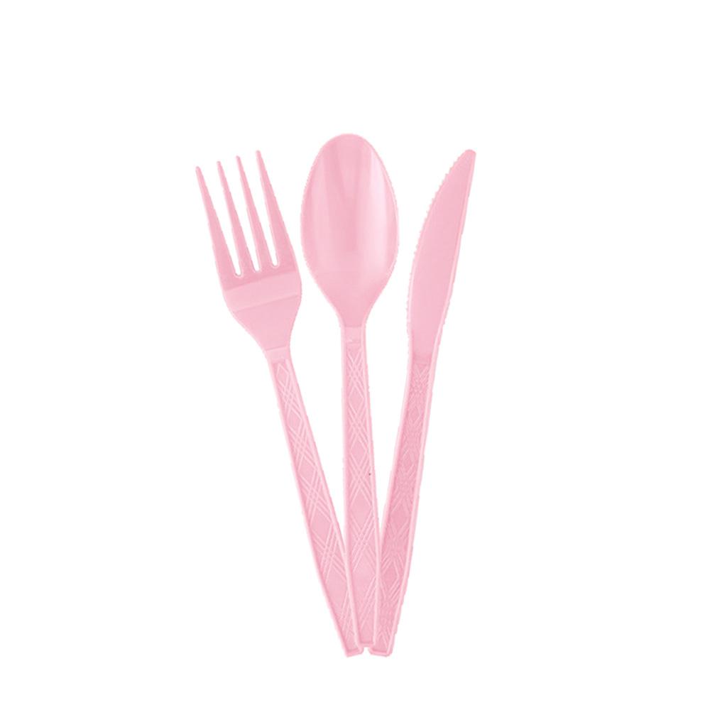 CICIMINI Solid Color Tableware Knives Forks and Spoons Red Pink Purple Black Green Yellow Wedding Birthday Disposable Tableware