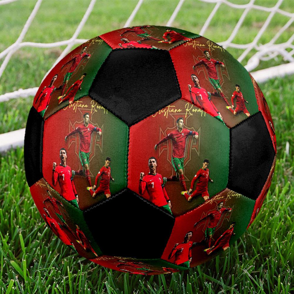 1 PZ Pallone da calcio Cristiano Ronaldo Flash taglia 5 Pallone da calcio indoor Praha Colorato Per tutte le età Cucito a macchina PVC Pronto per la competizione Resistente Alto rimbalzo