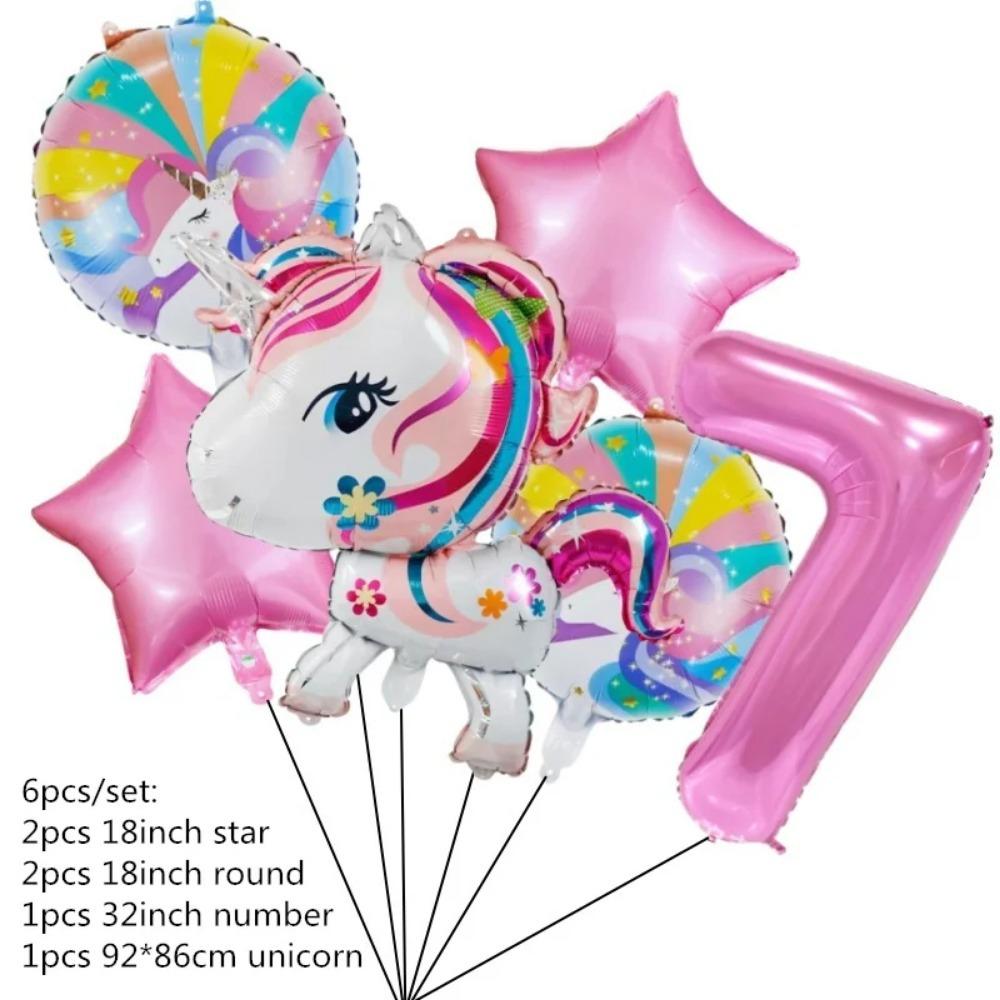 6 Pieces Rainbow Unicorn Themed Aluminum Foil Balloon Baby Shower Boy Girl Birthday Party Holiday Party