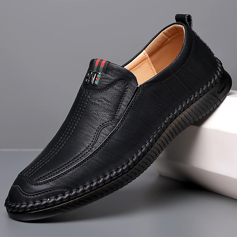 2025 Spring and Autumn New Men's Daily Casual Leather Shoes Men's Soft Leather Soft Sole Hand Stitching Men's Shoes 9871