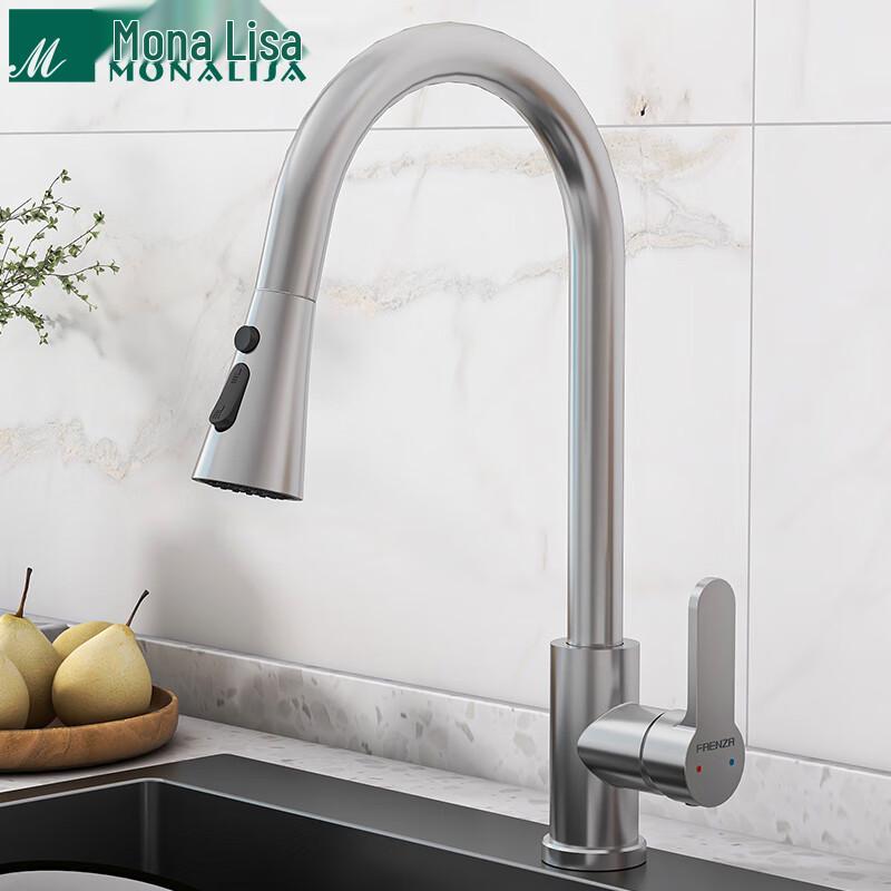 Mona Lisa 304 Stainless Steel Pull-Out Kitchen Faucet