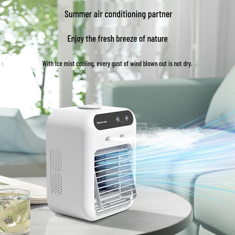 

Mini USB Rechargeable Desktop Air Conditioner Fan - Portable Cooling for Camping and Outdoors 16x11x21 cm білий