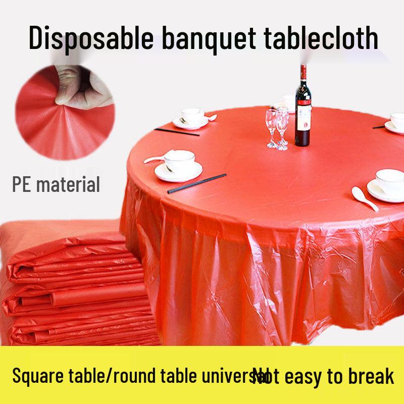 Red Disposable Plastic Tablecloths - 10 Pack for Square & Round Tables, Ideal for Home, Weddings, Banquets, Catering, and Restaurants