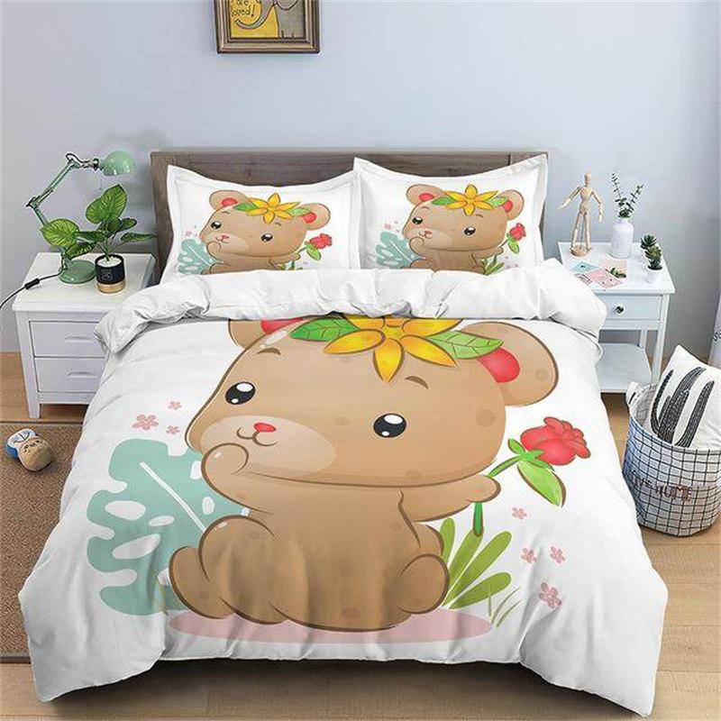 

Cartoon Animal Duvet Cover King Size Love Giraffe Comforter Cover Valentines Day Bedroom Decor Microfiber 2/3 Pcs Bedding Set 70x133cm 2pcs