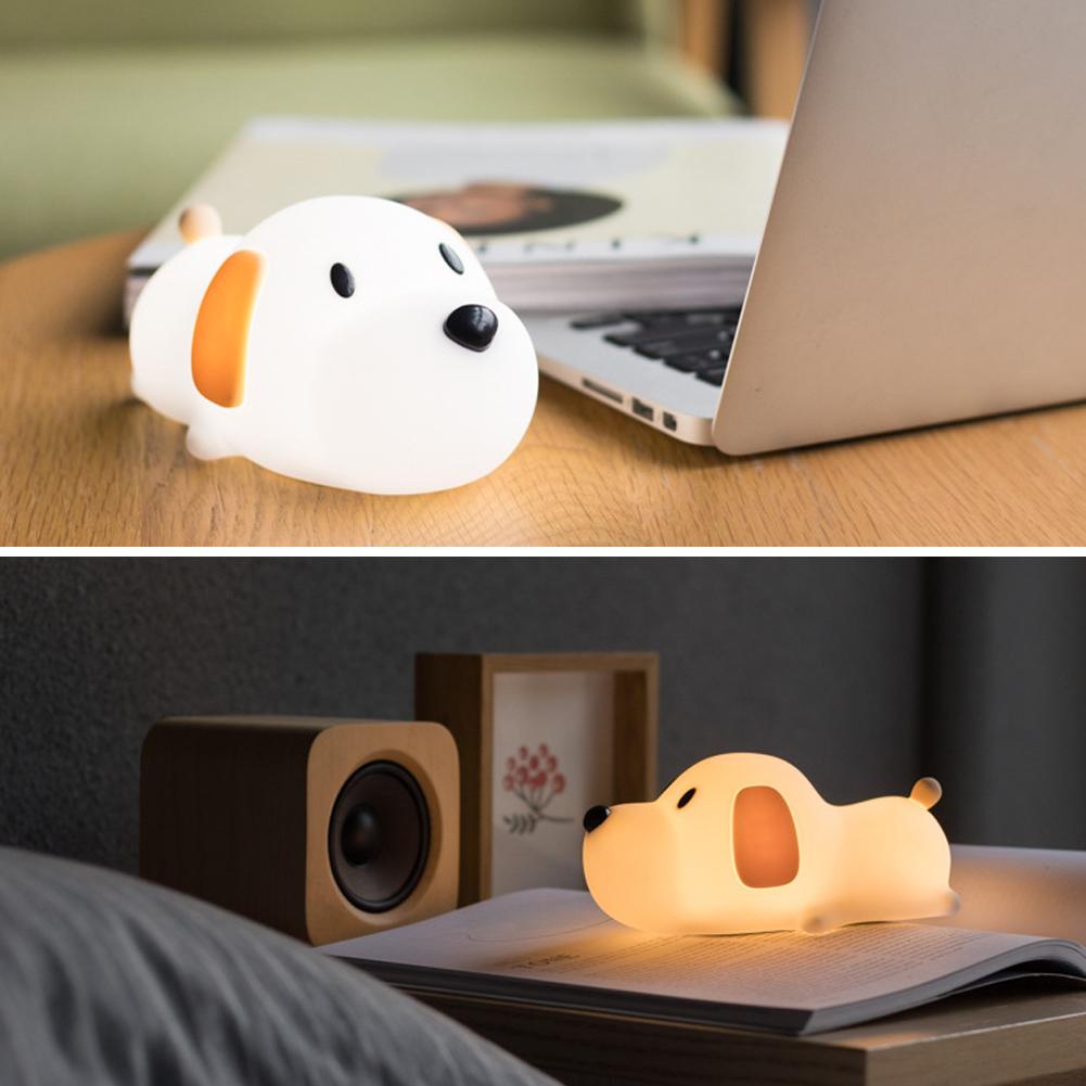 LED Puppy Silicone Night Lights USB Rechargeable Touch Control Light Soft Warm Light  Kids Night Light Decoration Toy Bedroom