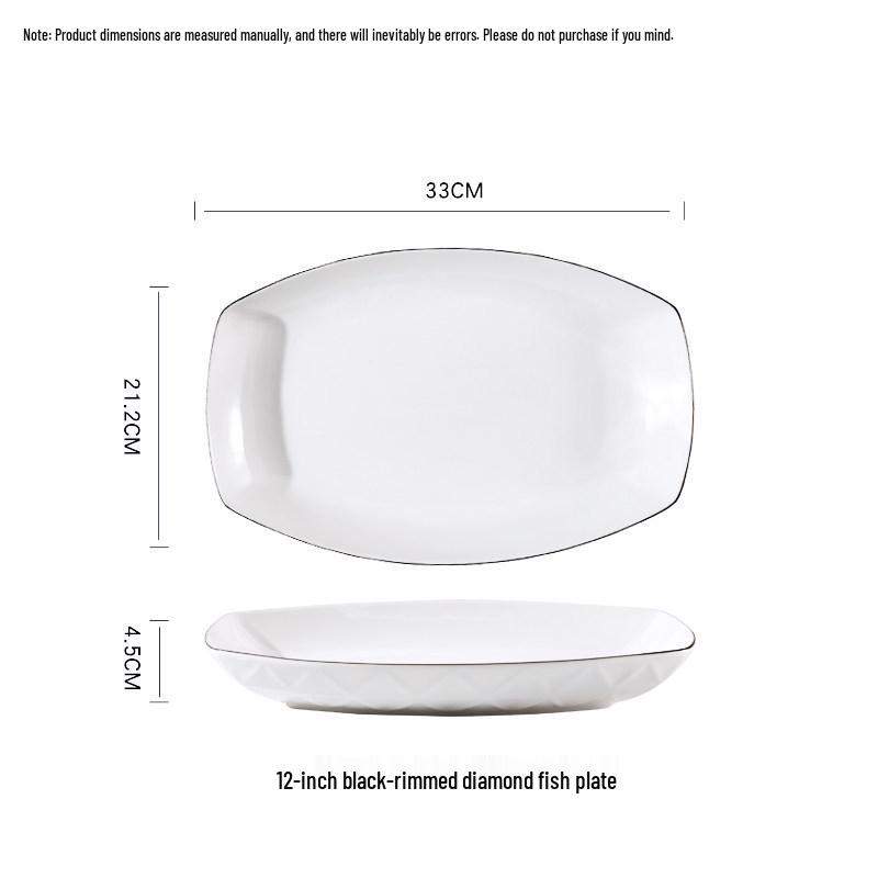 Nordic Style 45-Piece Tableware Set: Plates, Rice Bowls, Diamond Soup Bowls, and Fish Plates for 10 People