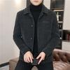 A Short, Fleece and Thickened Tweed Coat with A Checkered Lapel for Men, A Casual and Stylish Winter Woolen Jacket In Korean Style