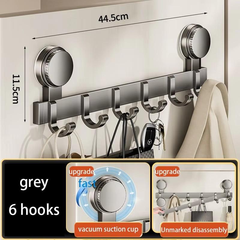 Suction Cup Clothes Storage Organizer Door Rack Punch-free Wall Mount Row Hook Heavy Load Bearing Multi Hook Door Hanger