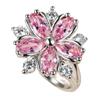Cherry blossom pink zircon diamond flower ring simple niche creative design ring
