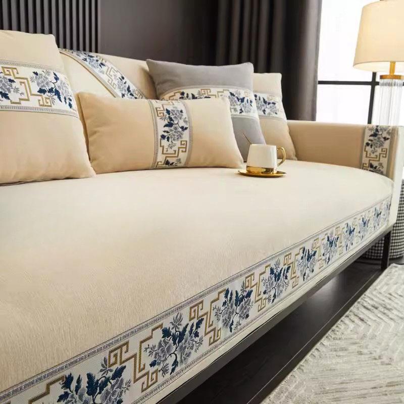 Embroidered Lace Chenille Sofa Cover for All Seasons Living Room Non-slip Sofa Seat Cushion Couch Slipcover Dustproof Sofa Towel