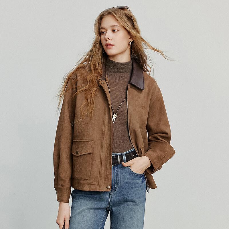 Chuyu Women's Suede Patchwork Barn-Style Jacket