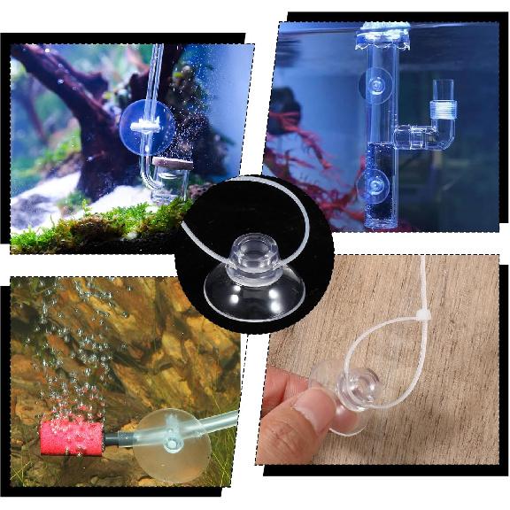 15pcs Clear Silicone Suction Cups for Aquariums with Zip Ties Aquarium Suction Cups for Tubing Fish Tank Plant Holder Binding Fish Tank Rubber