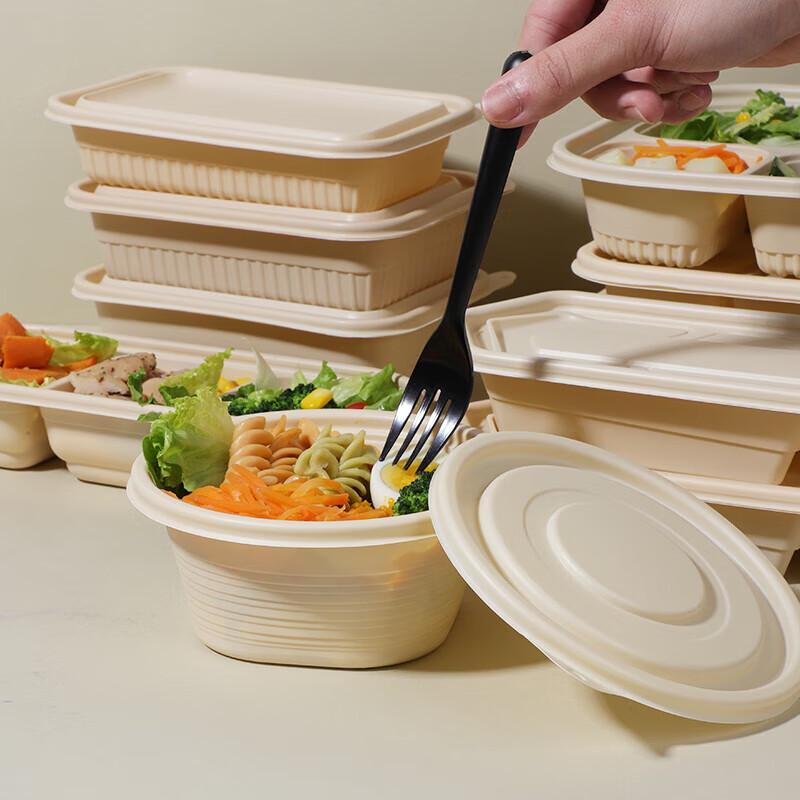 NHZHIW Biodegradable 3-Compartment Disposable Meal Box