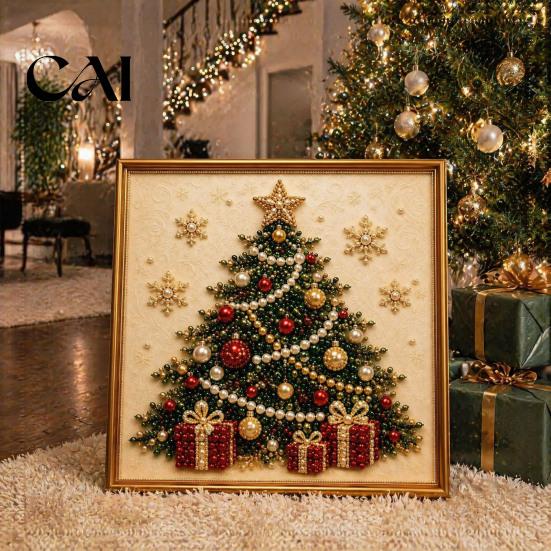 Beginner Friendly Faux Pearl Art Kit Xmas Painting Kit, Christmas 3D DIY Creative Winter Activities Holiday Craft Project for Adults, Festive