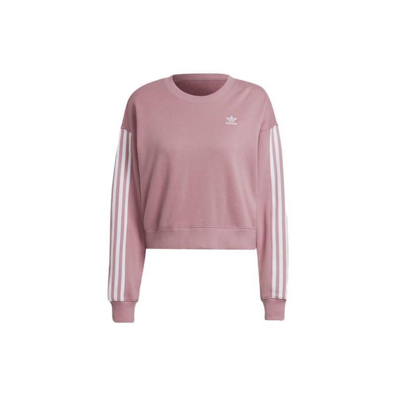 adidas Originals Logo Print Cropped Comfortable Breathable Pullover Sweatshirt Women Tops Purple-Red HC2027