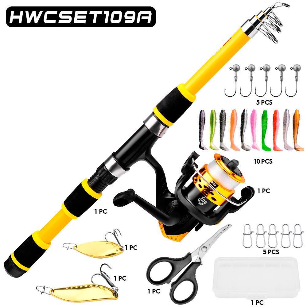 Newbility Hot Sale Fishing Rod Line Lures Set 1.5m 1.8m Spinning Fishing Rods and Reel Combo 1.5m жёлтый