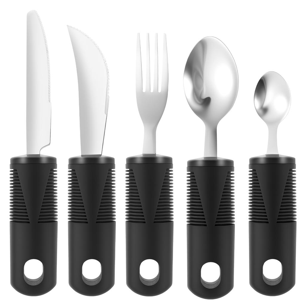 Kitchen Utensil Set Stainless Steel Bendable Cutlery Sets Easy Grip Eating Aid Flatware Dishwasher for Adults Trembling Hands